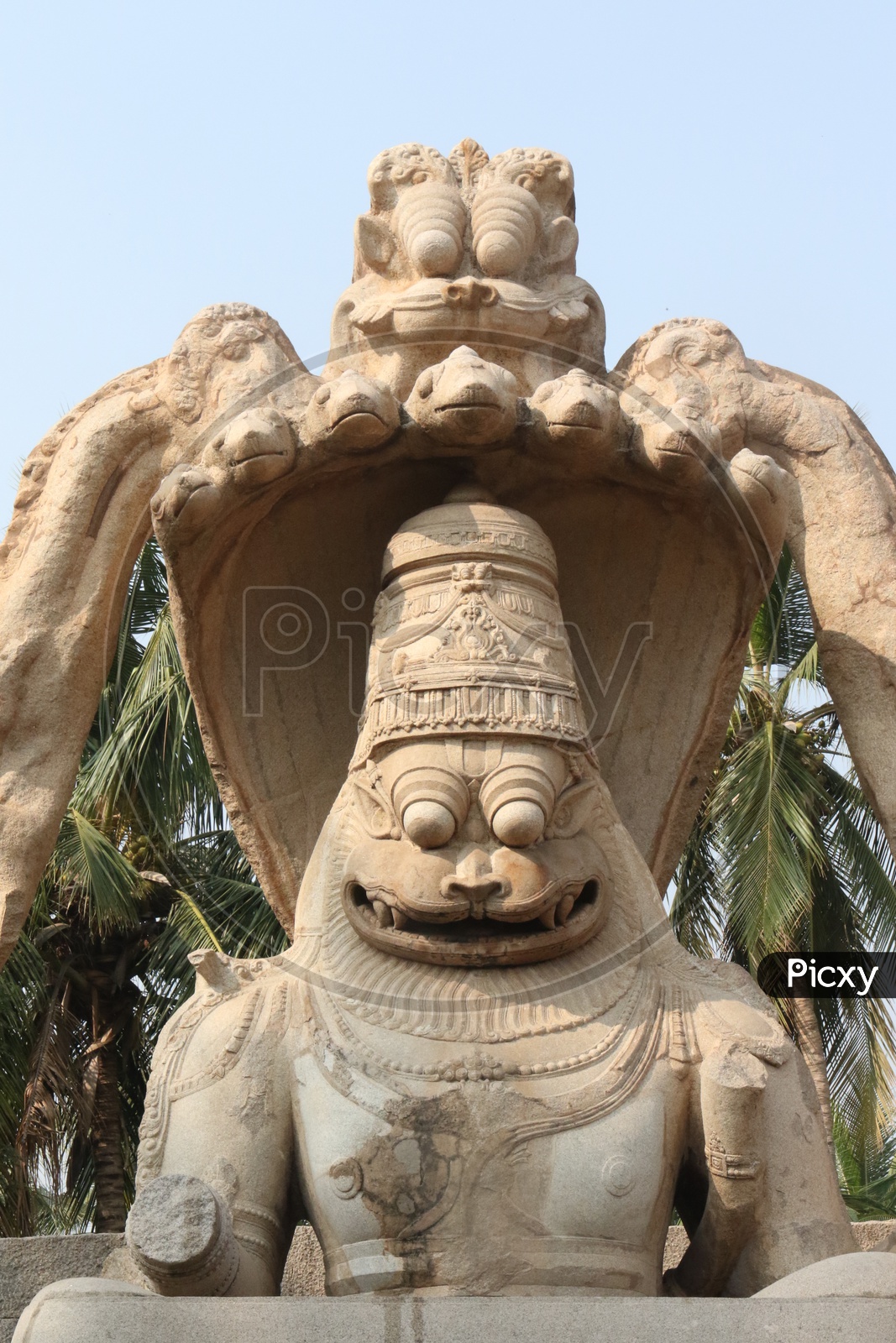 Image of Stone sculpture Of Hindu God Lakshmi Narasimha swamy at ...