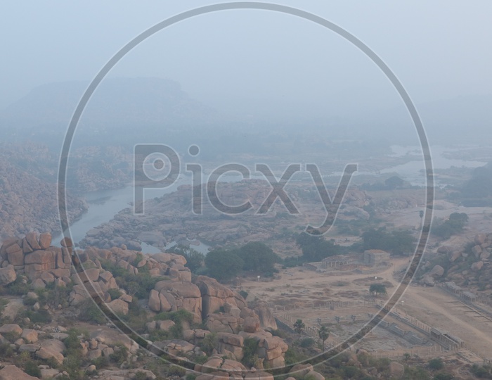 Beautiful Landscape of Stone Mountains in Hampi