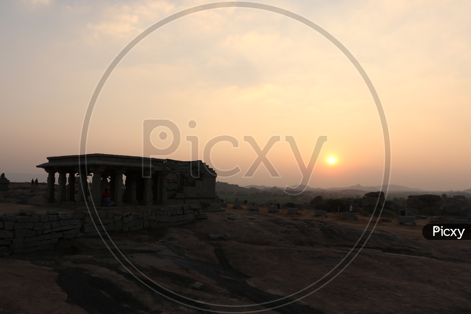 Sunset Over the Rock Hill Chain From a Hill Top in Hampi , Karnataka