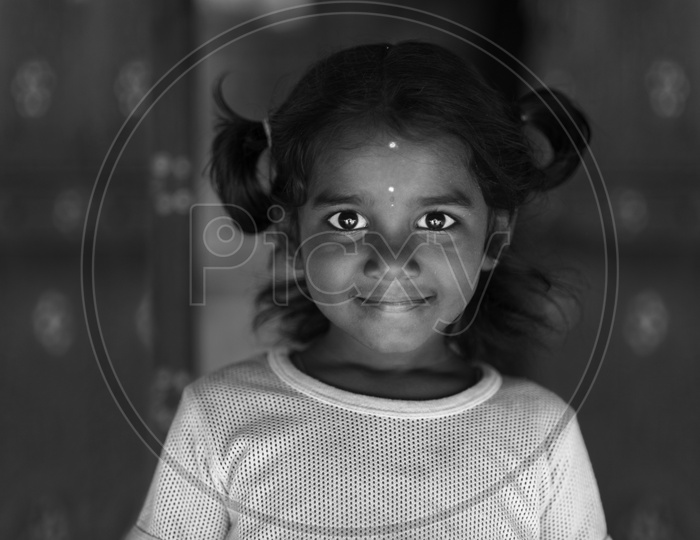 Portrait of Indian Kid in Black and White