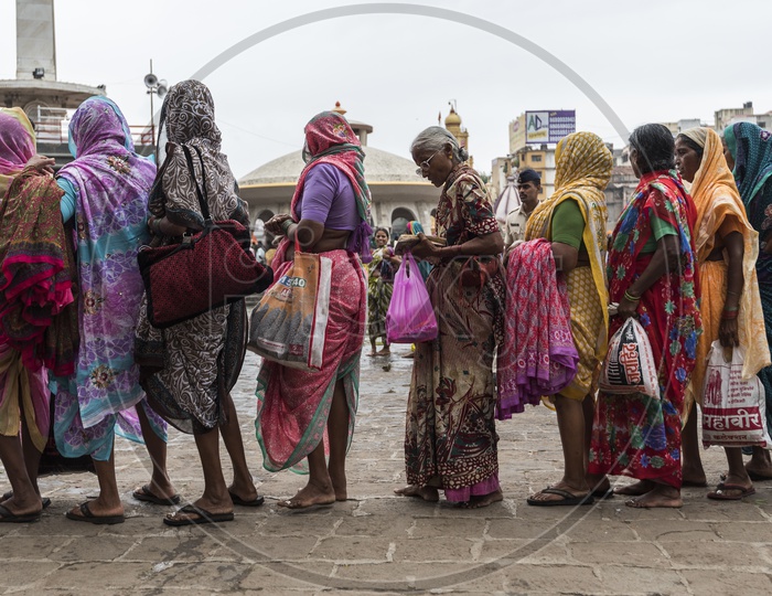 Indian Old women In Queue Lines In Nasik
