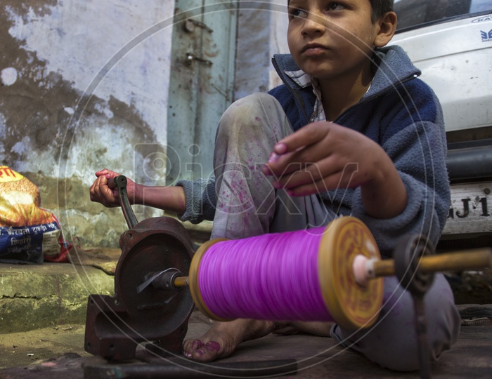Kite String making in India