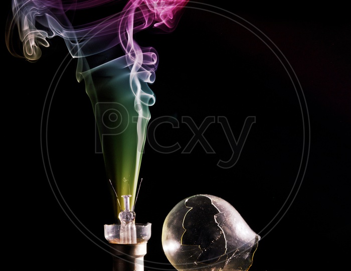 Colored Smoke from Broken Bulb