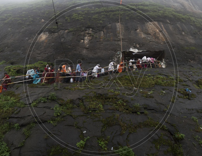 Pilgrims in a Queue Line at Gangadwar temple in Nasik