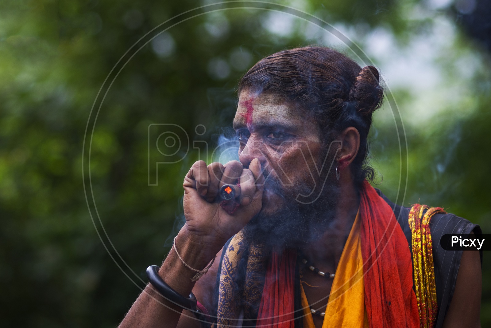 Portrait of an old man smoking - sage