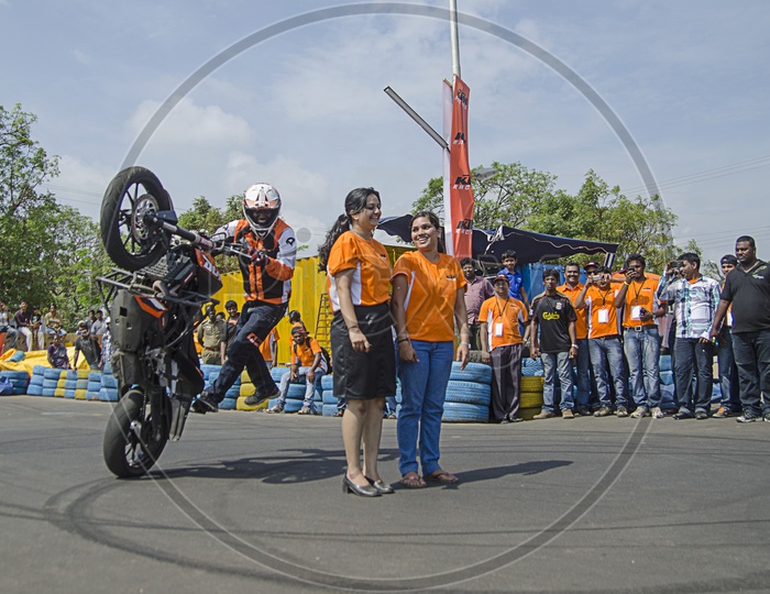 Bikers Doing Stunts in Orange Day KTM in Chennai