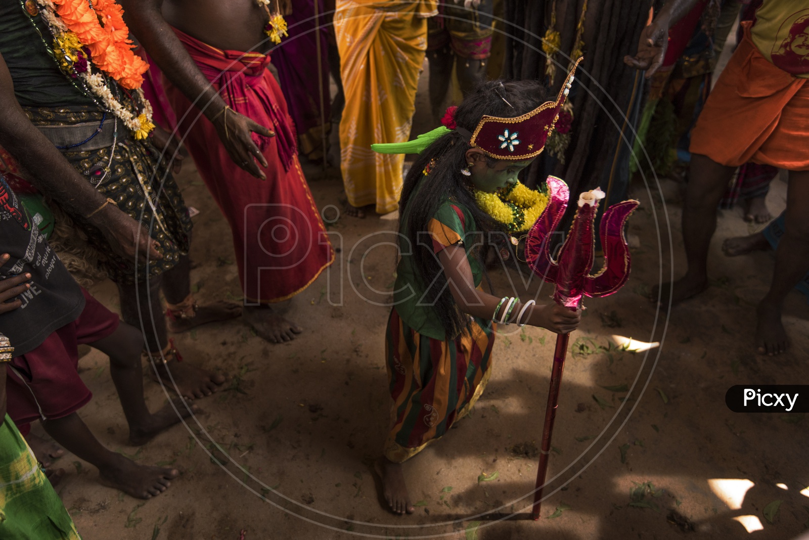 A Small Child in a Getup For Dussera Celebrations in tamil Nadu