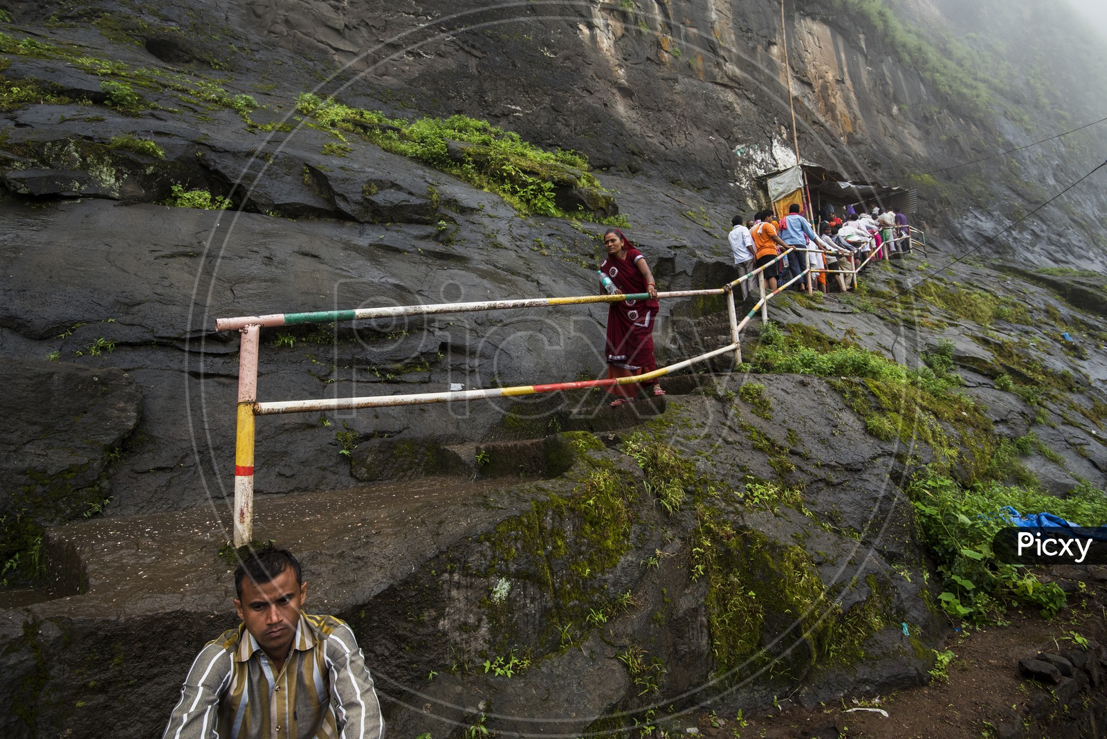 Pilgrims in a Queue Line at Gangadwar temple in Nasik