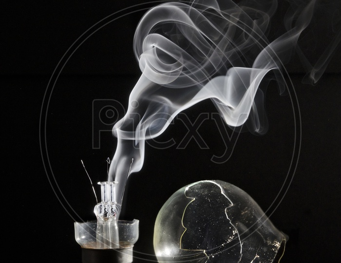 Smoke out of a broken the bulb