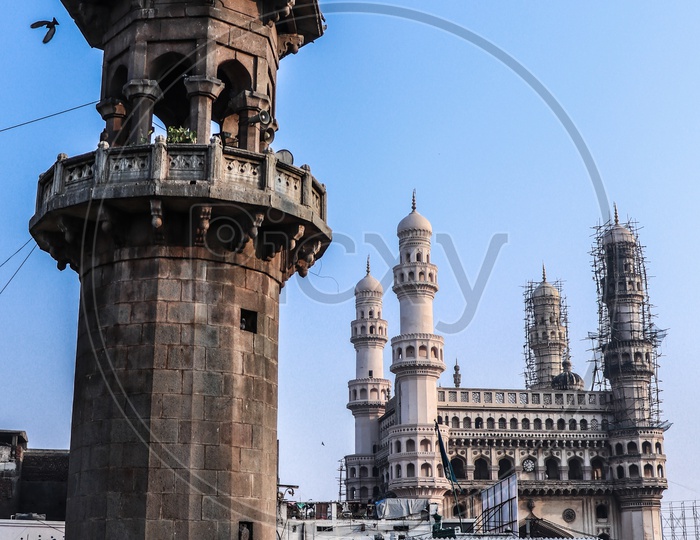 Majestic View Of Charminar From Mecca Masjid in Hyderabad