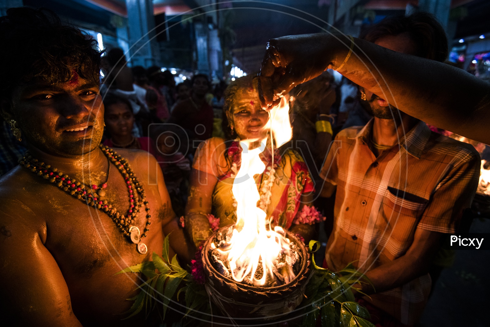 Hindu Devotees performing the Holy Custom