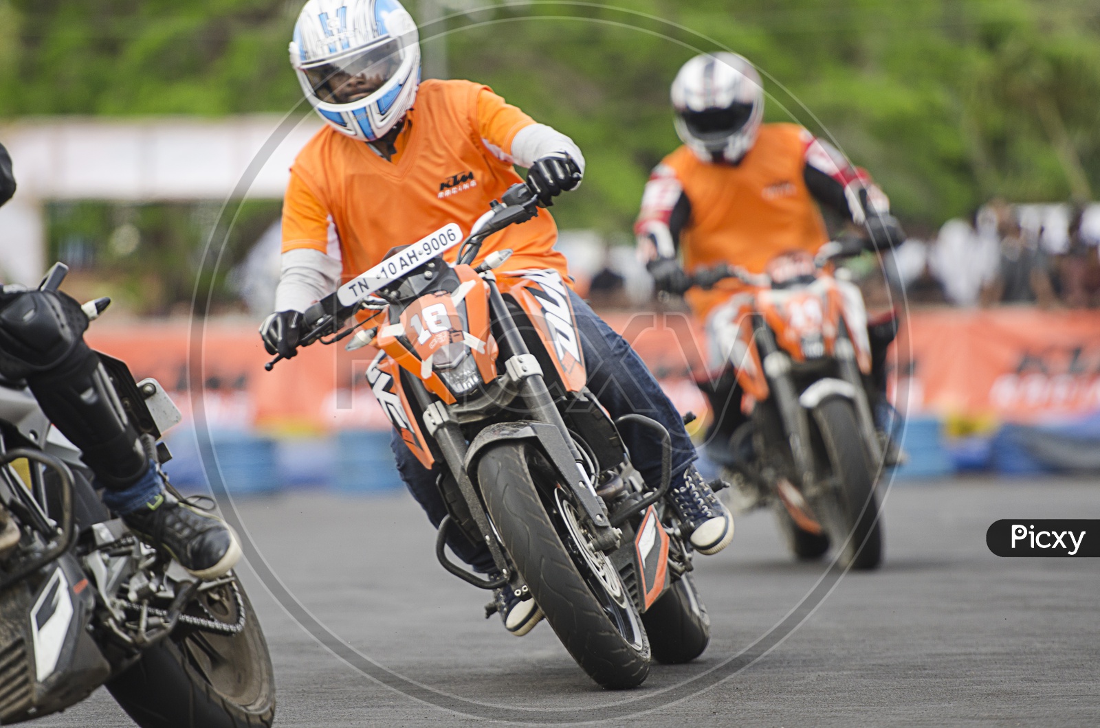 Riders Riding KTM Bikes on Tracks At Orange Day KTM Event in Chennai