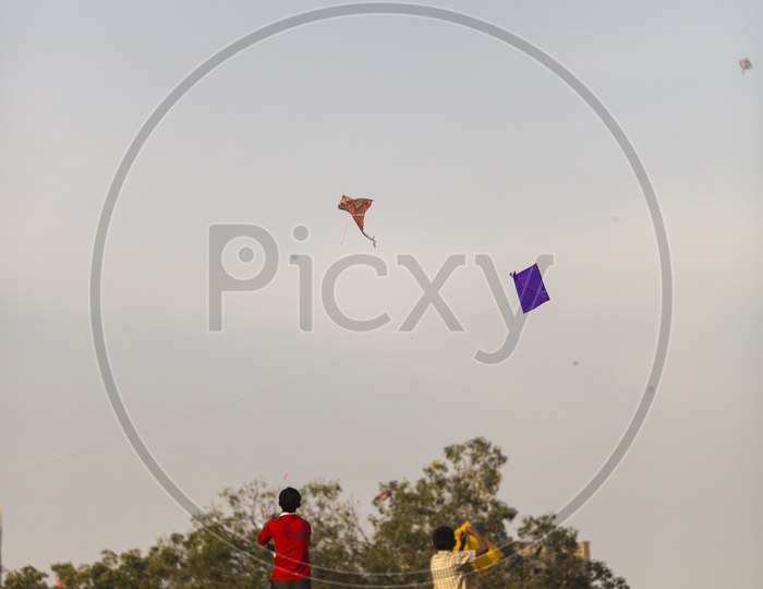 Indian Children Playing With Kites In Gujarat