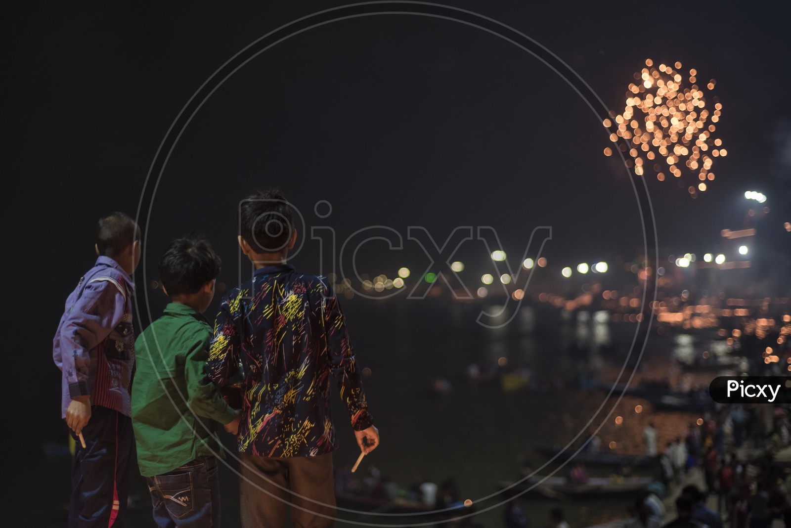 Children Celebrating Diwali in varanasi