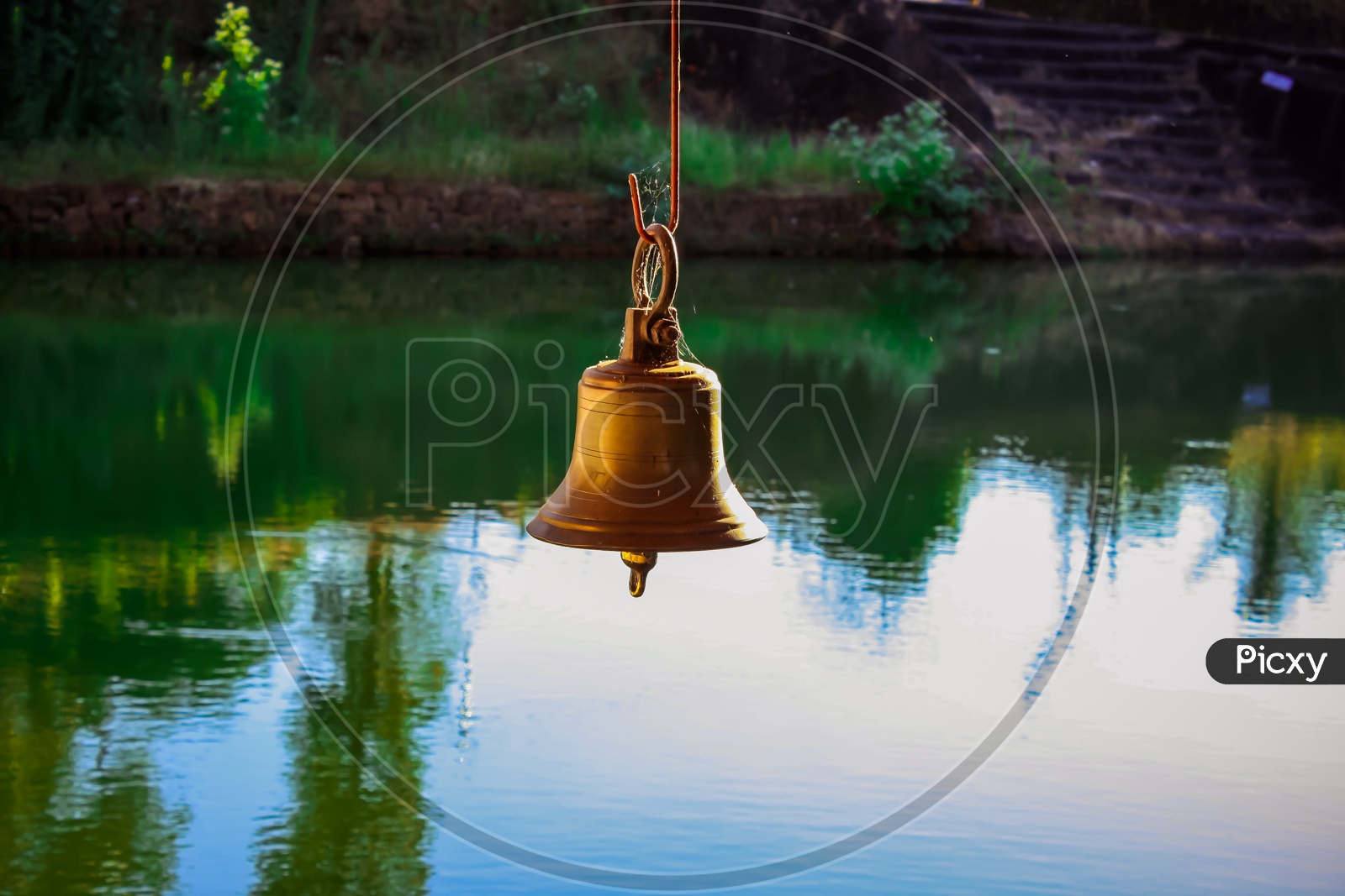 Temple Bell at Ananthapura Lake Temple, Kerala, India