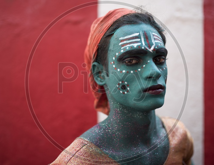 An Artist in a Makeup For Dussera Celebrations in tamil Nadu