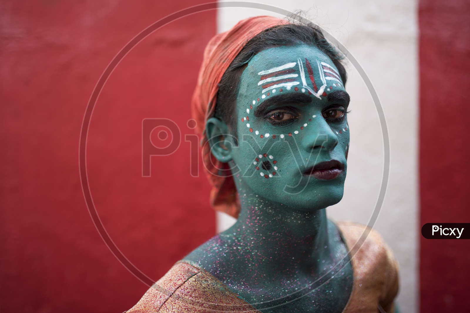 An Artist in a Makeup For Dussera Celebrations in tamil Nadu