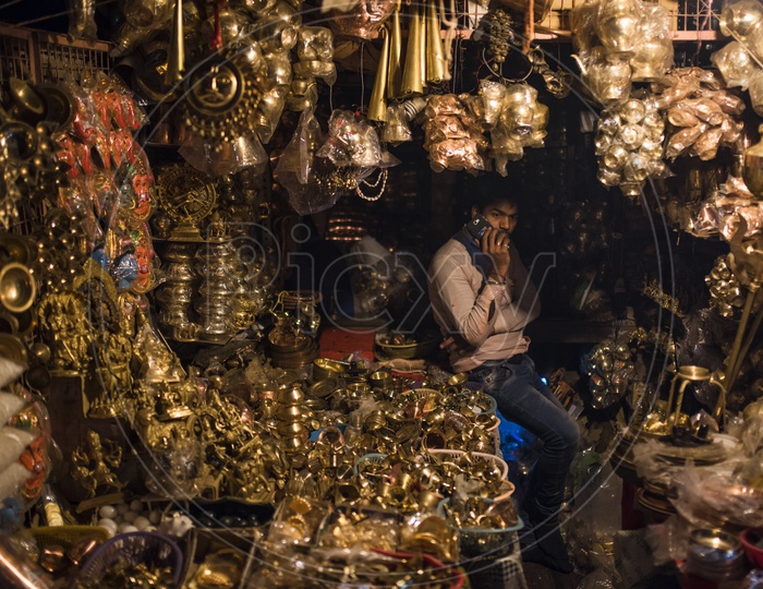 Brass Vessels Selling shop in varanasi