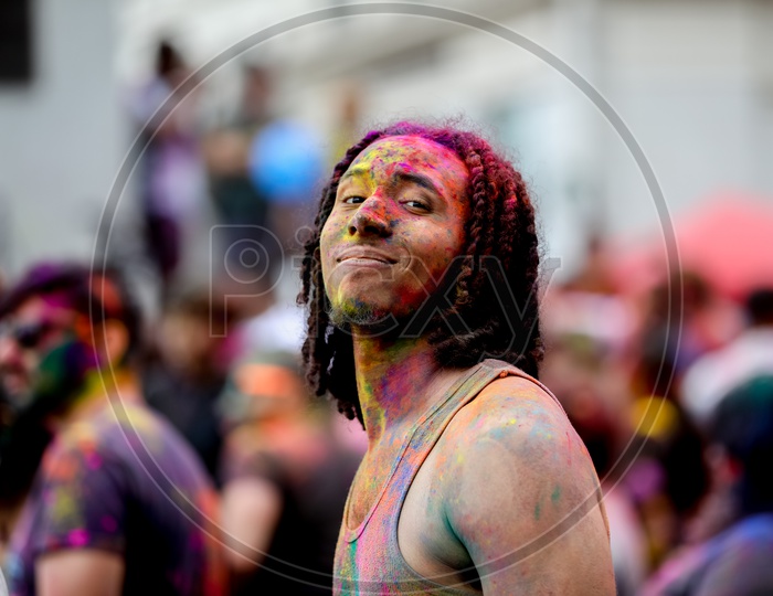 Holi Celebrations - Indian Festival - Colors/Colorful -  African American  in Jersey City, USA