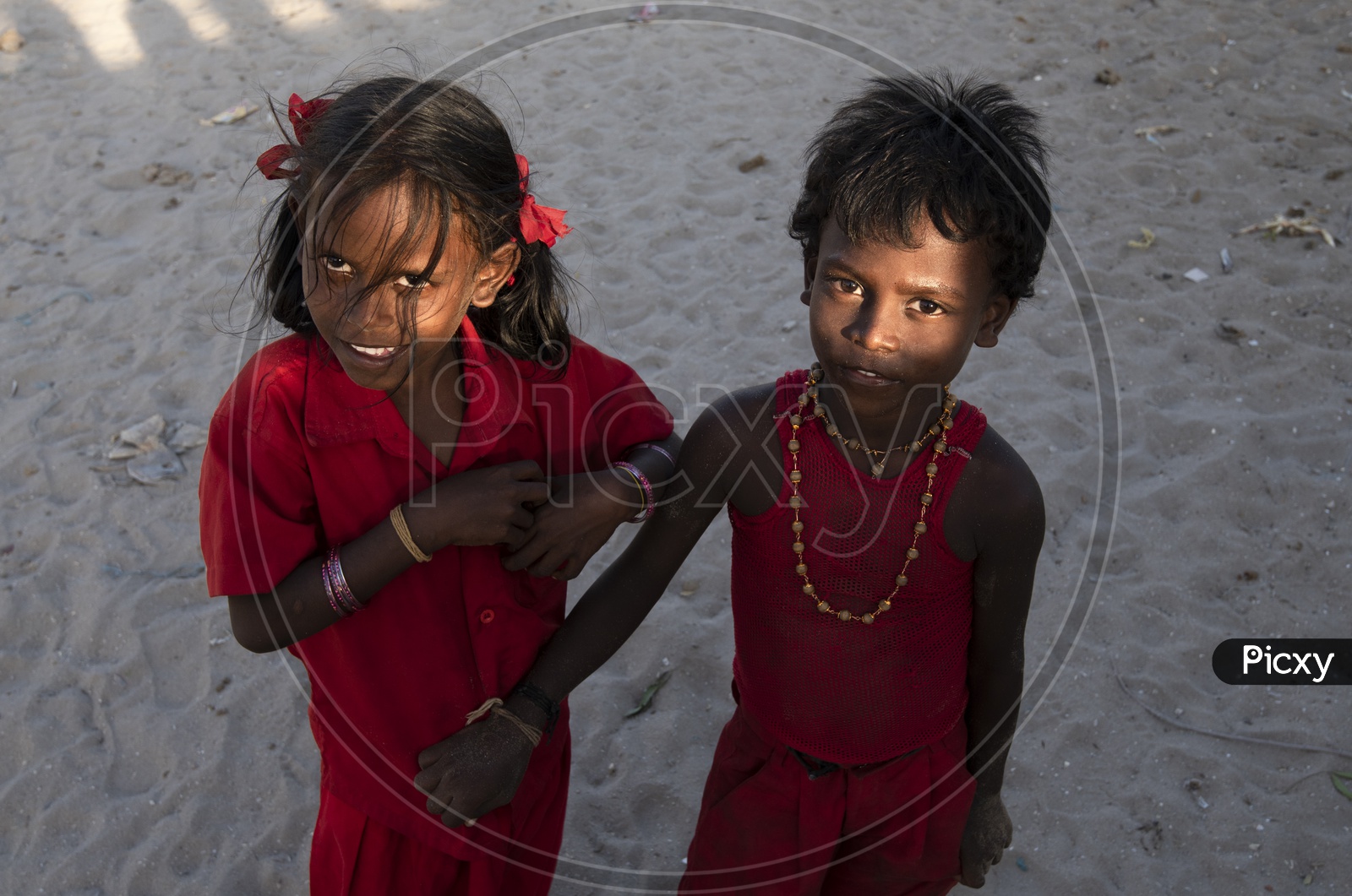 Indian Children in Saffron Clothes