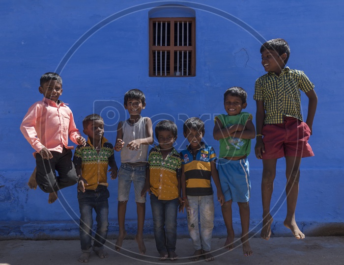 School Children With Joyful expressions in tamil nadu