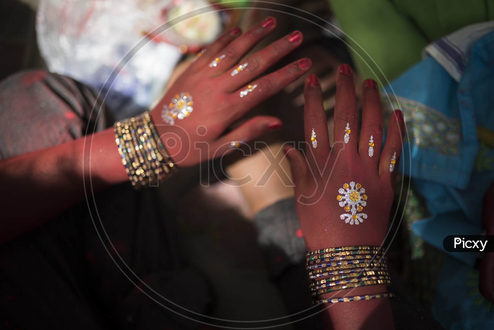 Hands Of an Artist With makeup in Dussera Celebrations in Tamil Nadu
