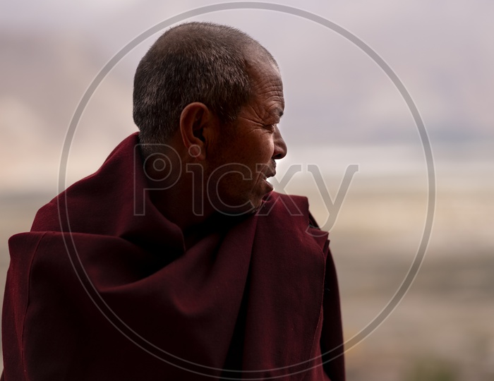 Portrait of a monk in Leh