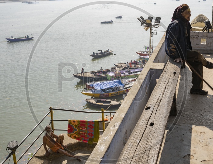 An Indian Sadhu / Baba on the river Banks of Ganag In Varanasi