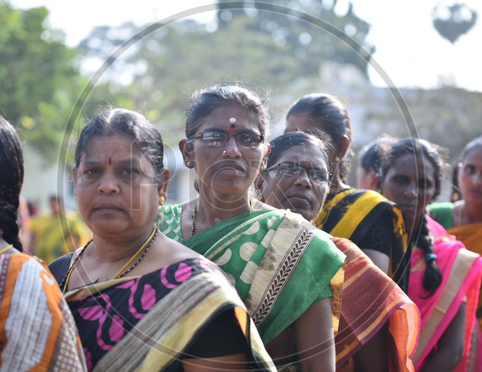 Lady Voters in Queue Lines For Casting Vote in Panchayath Elections In Telangana 2019