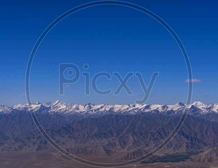 Landscapes of Leh with Sown capped Mountains
