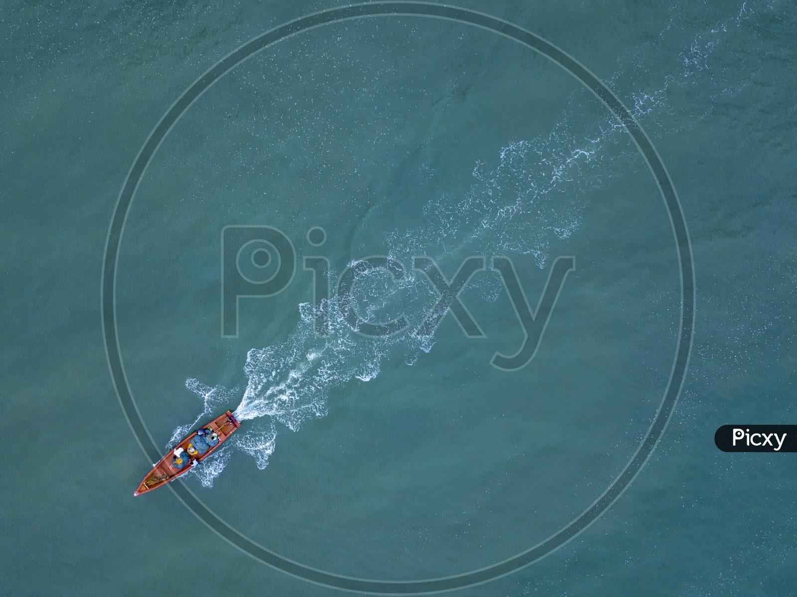 An Aerial Composition Shot of a Fishing Boat in Arabian Ocean in Kovalam