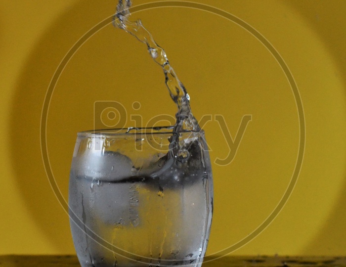 Splash of drink in glass