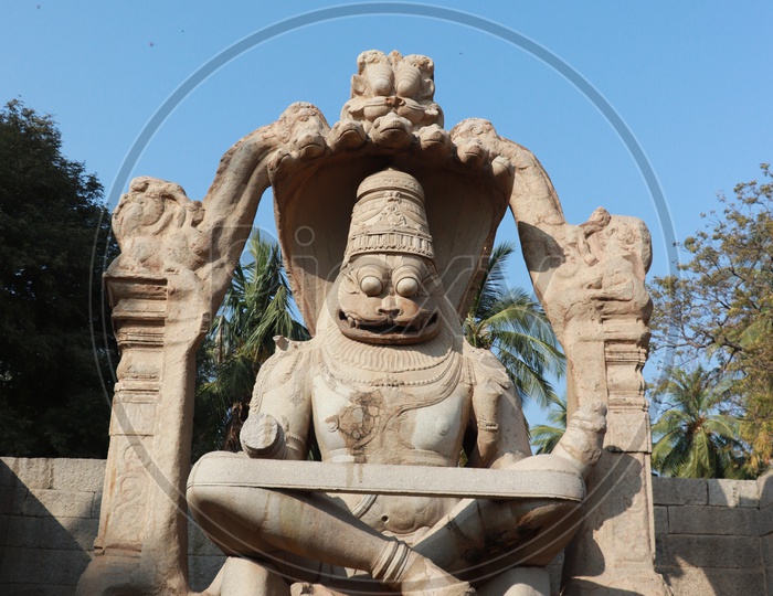 Lakshmi Narasimha Statue in Lakshmi Narasimha Temple, Hampi