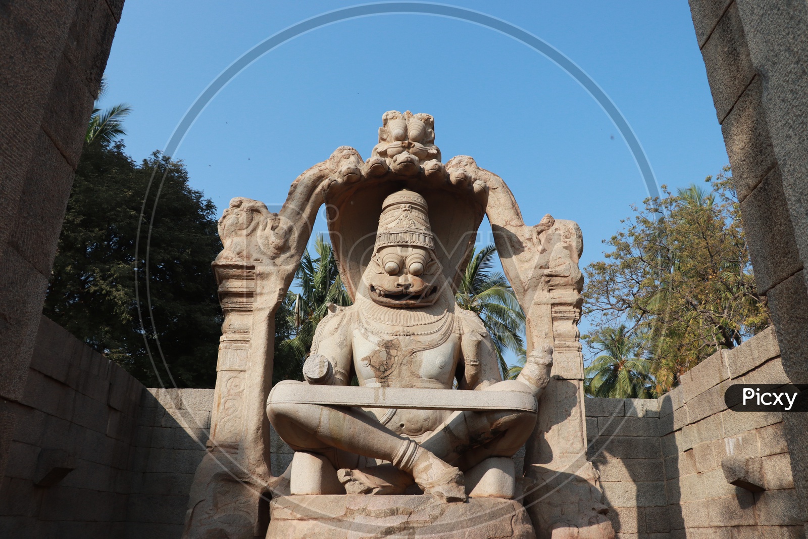 Lakshmi Narasimha Statue in Lakshmi Narasimha Temple, Hampi