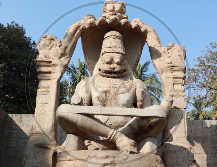 lakshmi narasimha Statue in lakshmi narasimha temple hampi