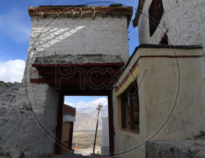Inside Architecture Of Buddhist Monastery With a View