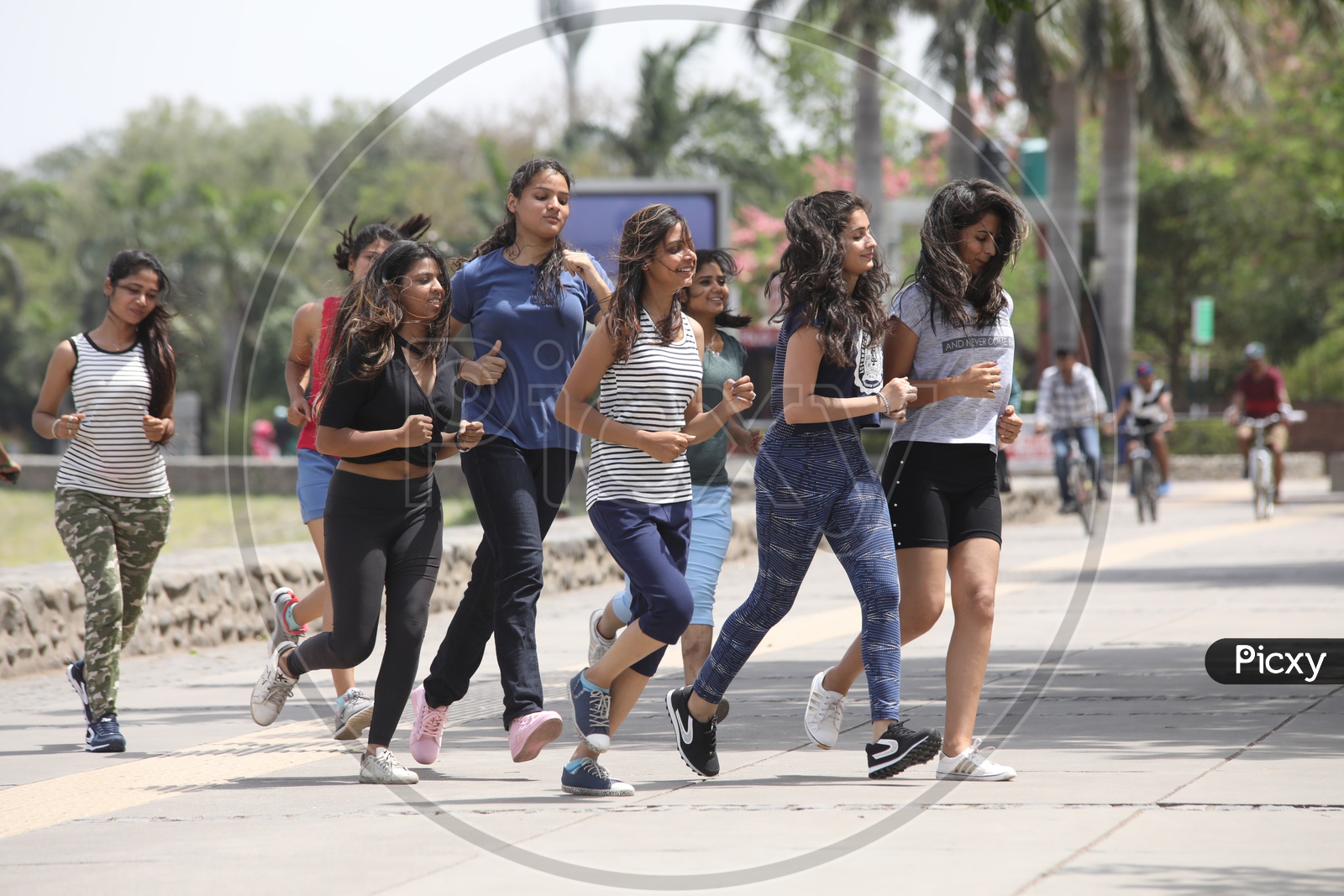 Young girls Jogging on Roads