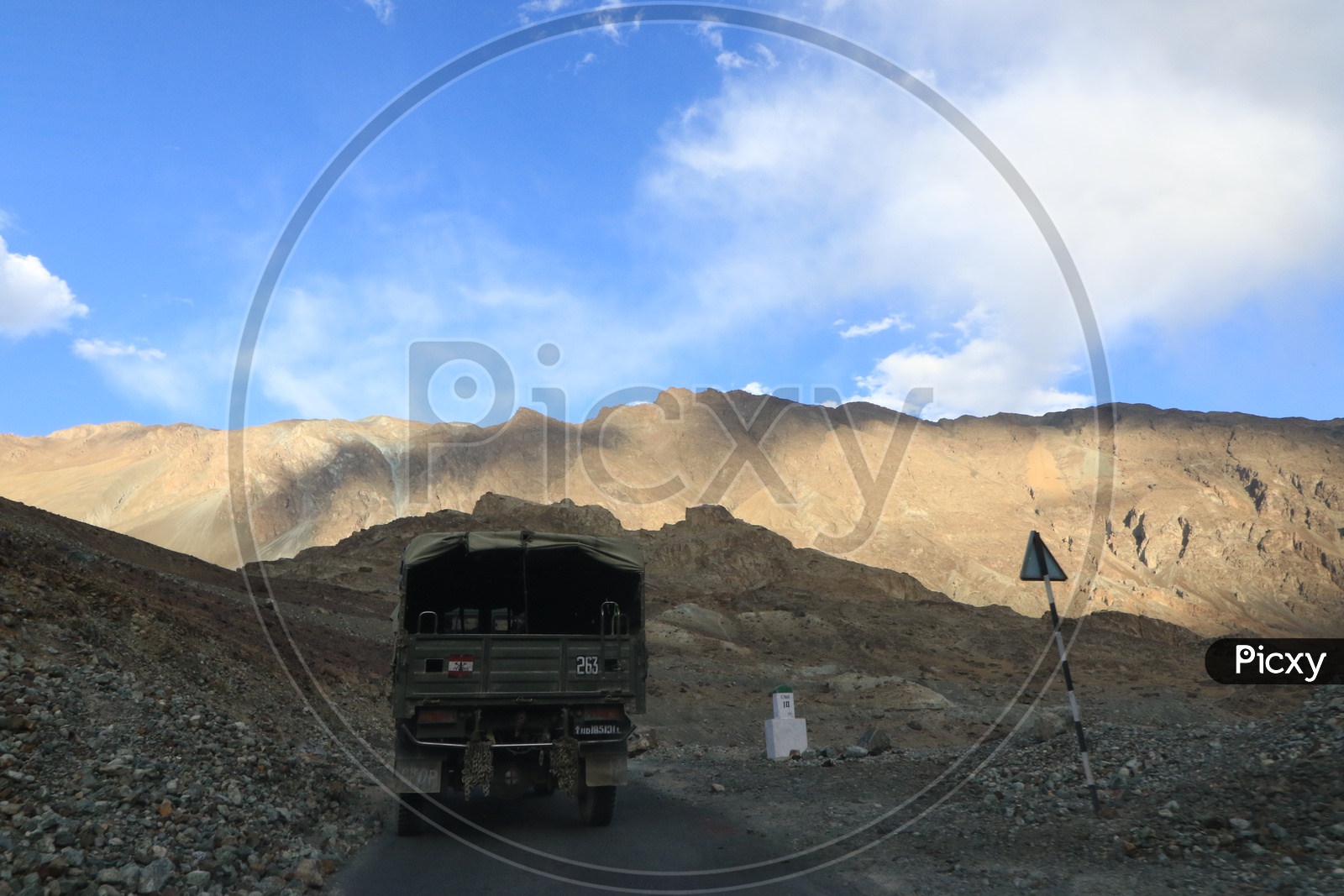 military van traveling in Roadways of leh