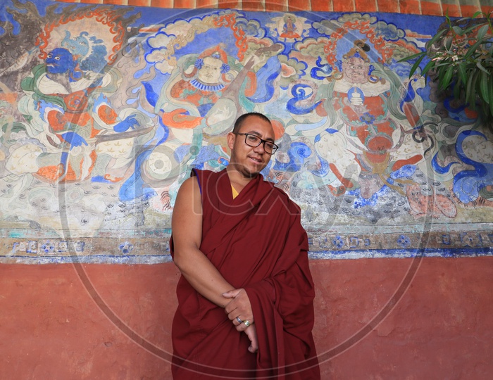 Buddhist Monk Portrait In Diskit Monastery