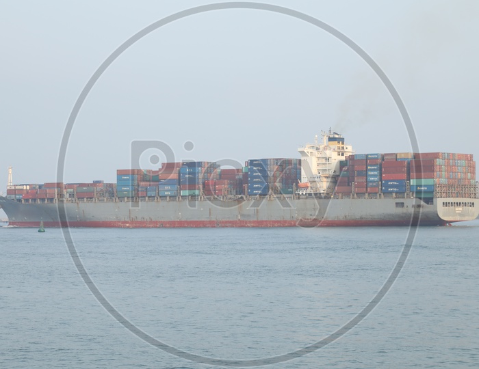 Large container ship in Sea