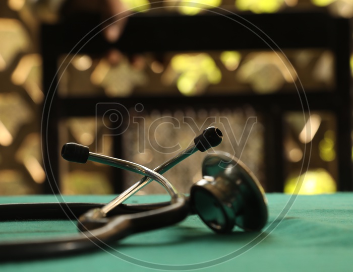 stethoscope on the table in hospital