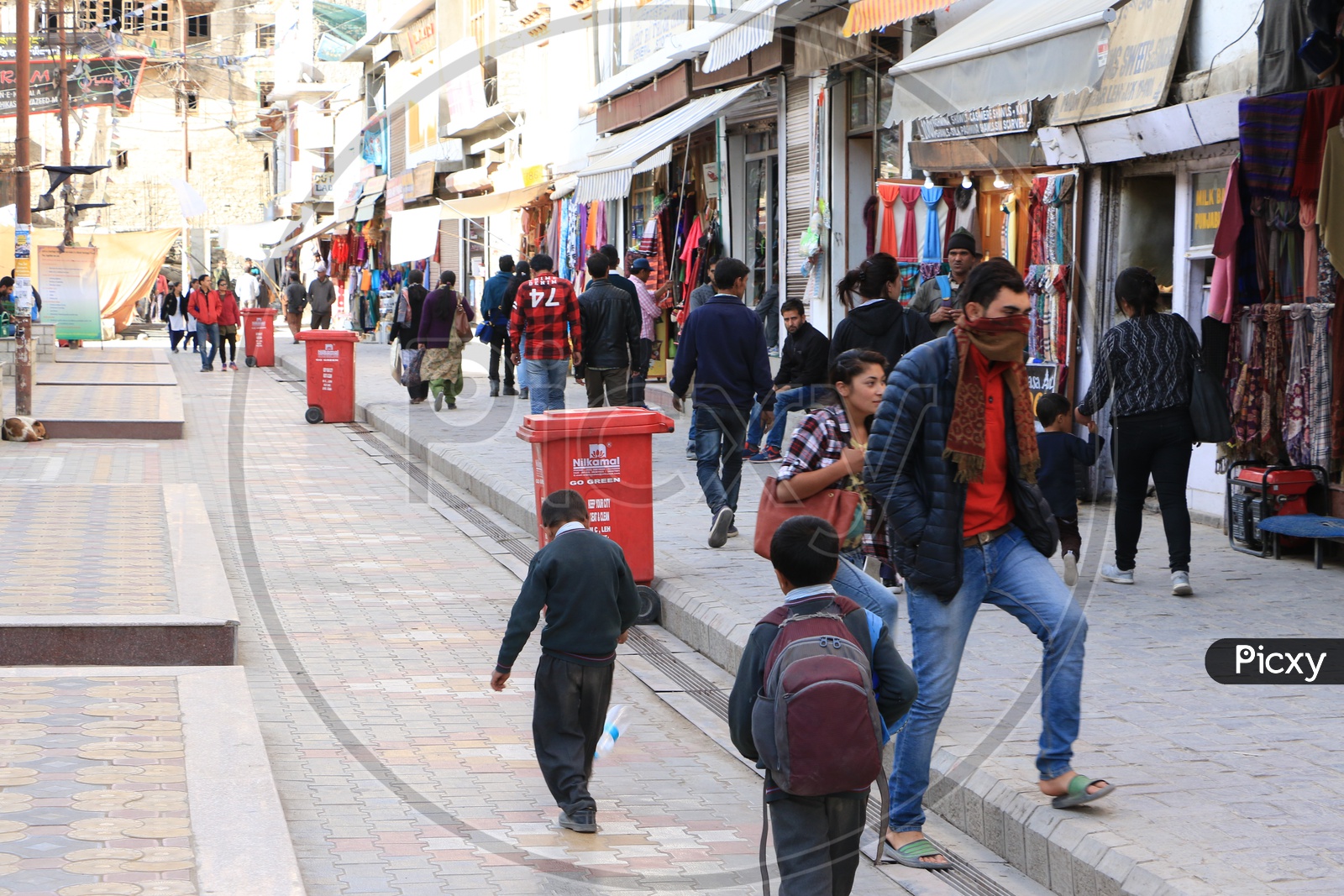 People walking in the streets of Leh