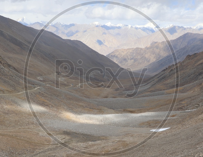 Beautiful Landscape of Snow Capped Mountains of leh