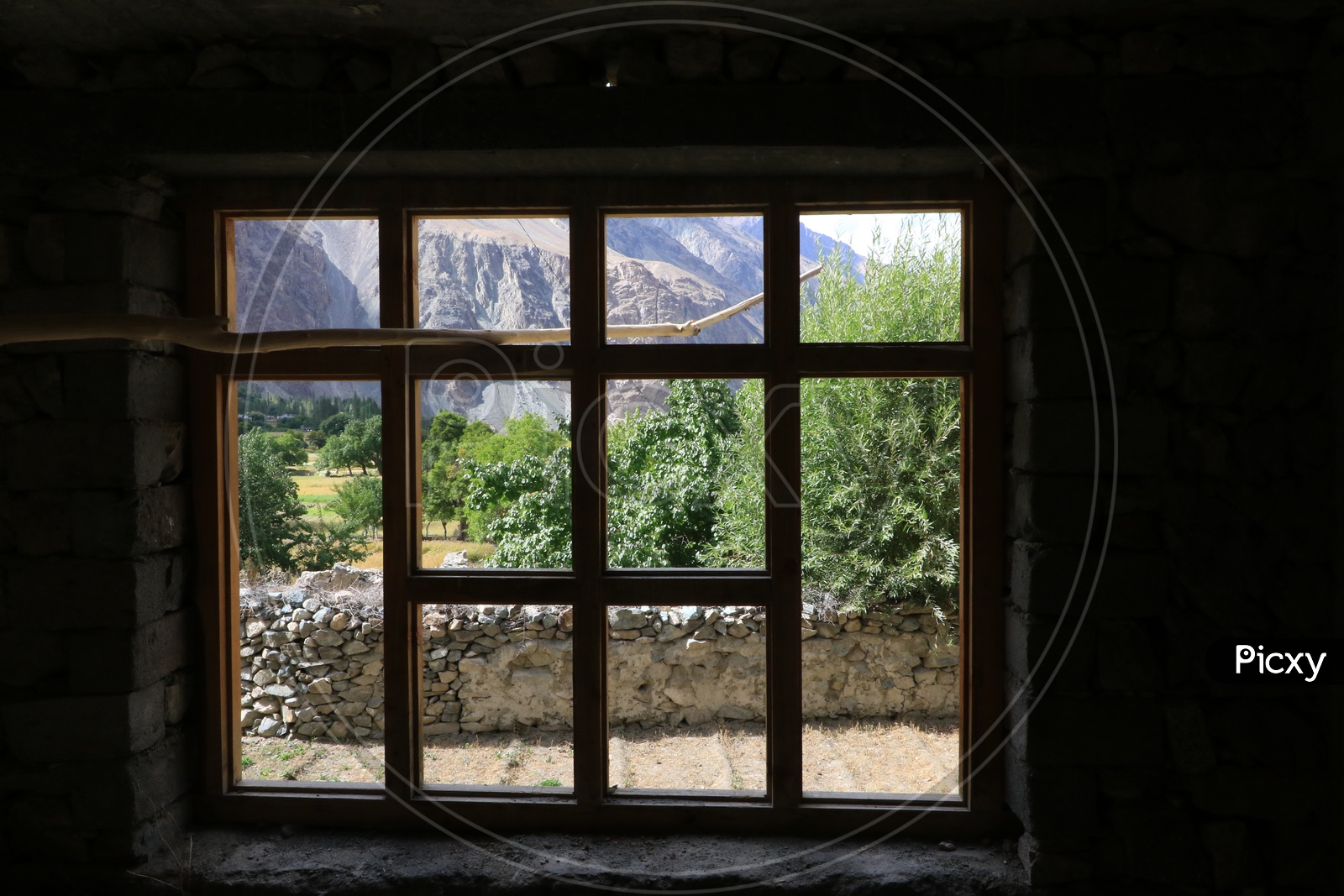 windows with view of mountains