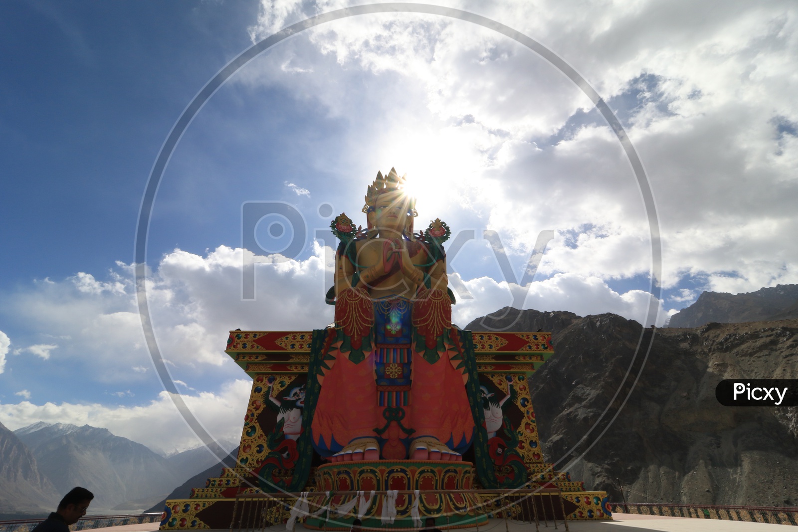 Beautiful Buddha Statue with Mountains of leh in Background