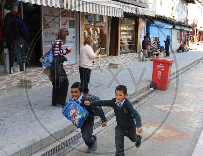 Kashmiri School Children on Streets of Leh