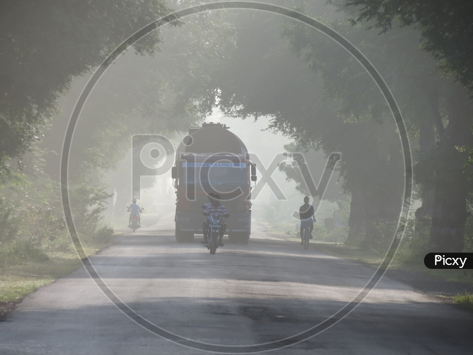 Rural Village Roads On a Foggy Morning