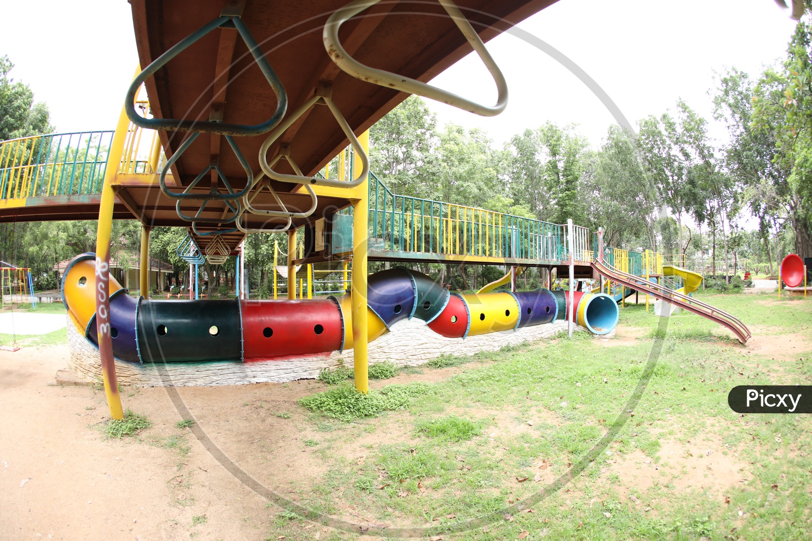Toddlers Playing Area With Sliders In a Park