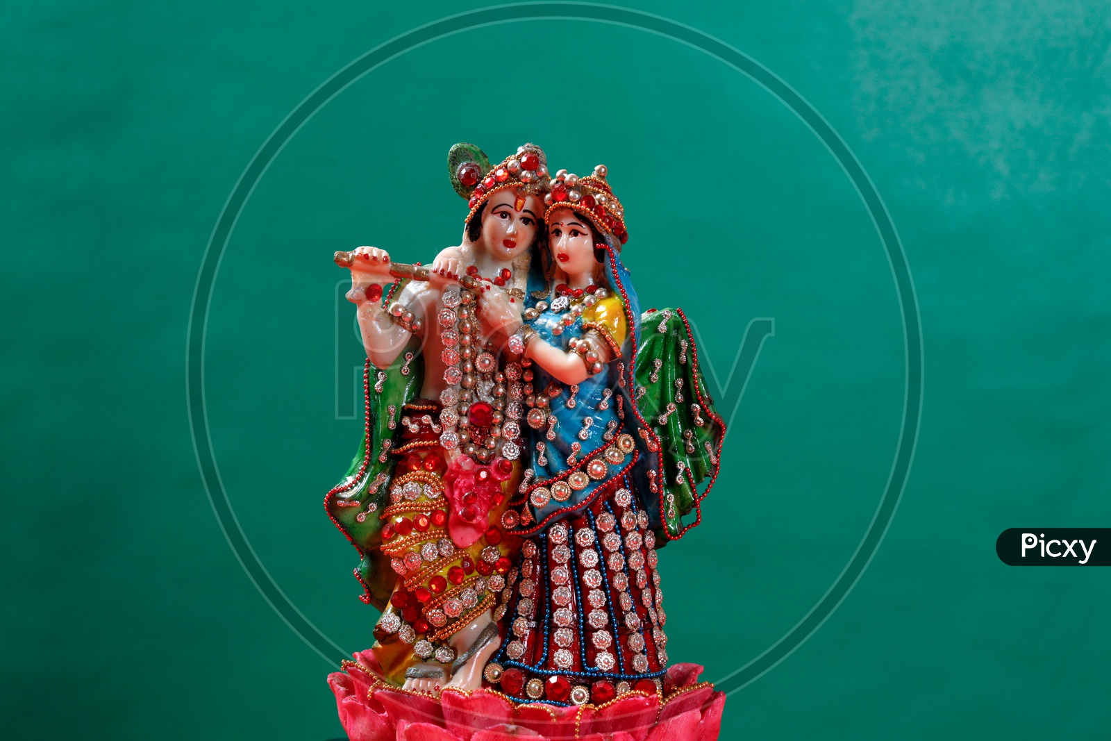 Radha Krishna Idol and green background / Lord Sri Krishna Idol