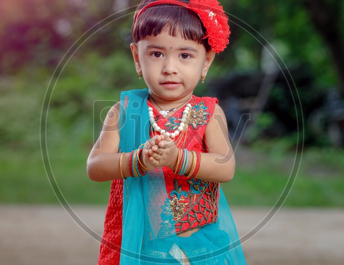 Image of Indian Girl Child Neatly Dressed with a Smiling Face Closeup ...